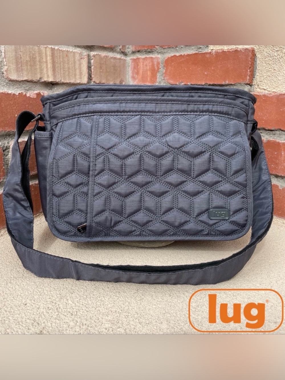 lug Quilted Gray Messenger Crossbody Bag